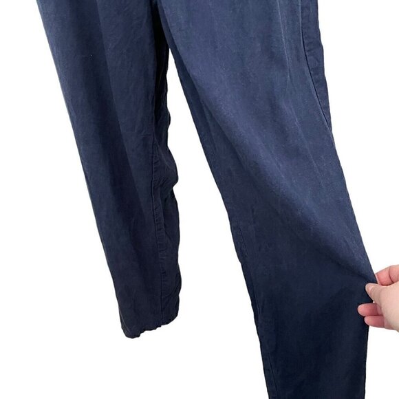 J.Crew Linen Blend V-Neck Relaxed Jumpsuit Playsuit Preppy Navy Blue size Small - Picture 7 of 11